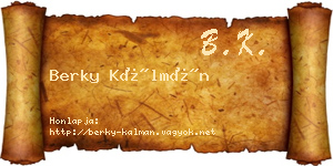 Berky Kálmán névjegykártya